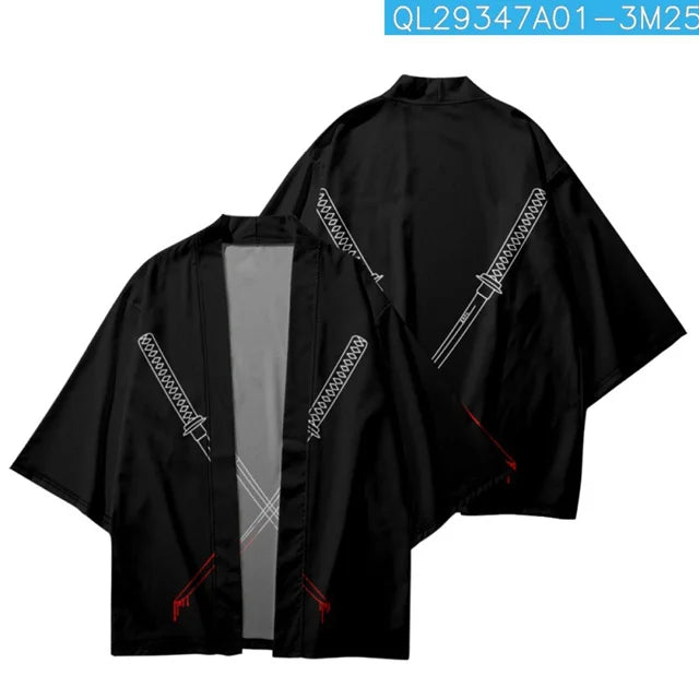 Black Katana Blood Drip Kimono Cardigan