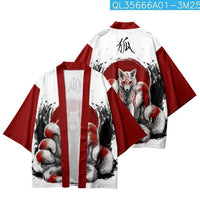 Kitsune Nine-Tailed Fox Haori Jacket Red & White