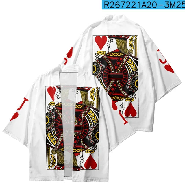 White Jack of Hearts Streetwear Kimono