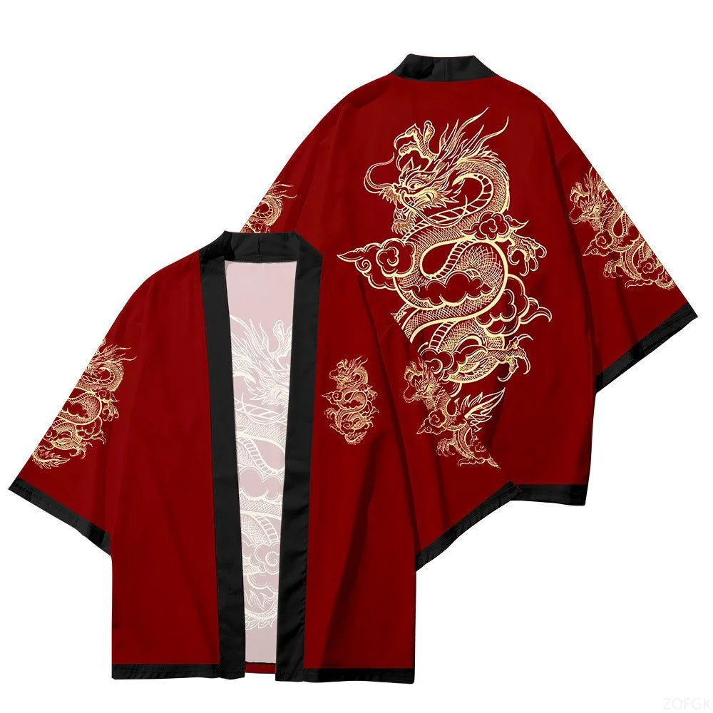 Red Gold Dragon Kimono Jacket
