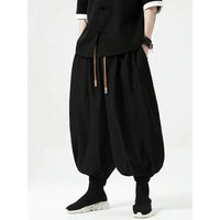 Men's Black Baggy Harem Pants with Drawstring