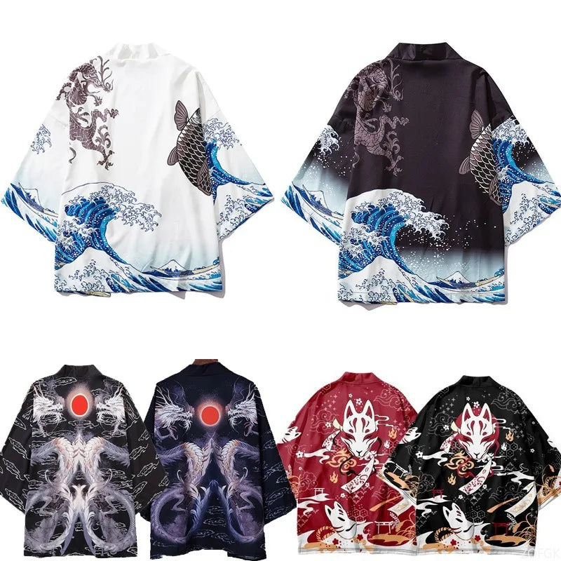 White Ink Wash Yin Yang Kimono Cardigan
