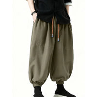Men's Olive Green Wide-Leg Jogger Pants