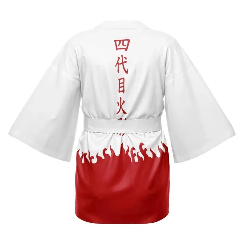 Anime White and Red Flame Kimono