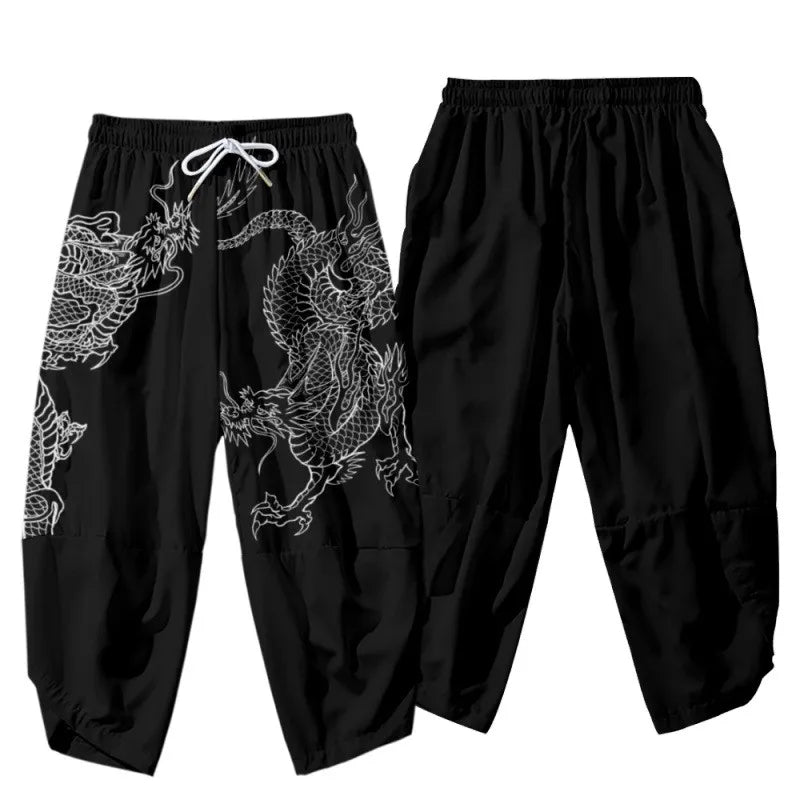 White Ink Wash Cherry Blossom Loose Pants