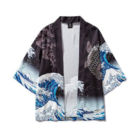 White Japanese Kimono with Crane & Cherry Blossom