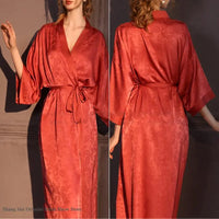 Women's Olive Green Jacquard Kimono Robe