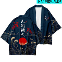 Navy Japanese Crane & Sun Kimono Cardigan
