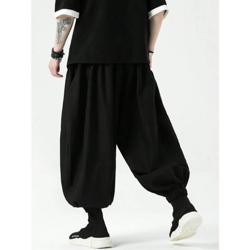Men's Olive Green Wide-Leg Jogger Pants