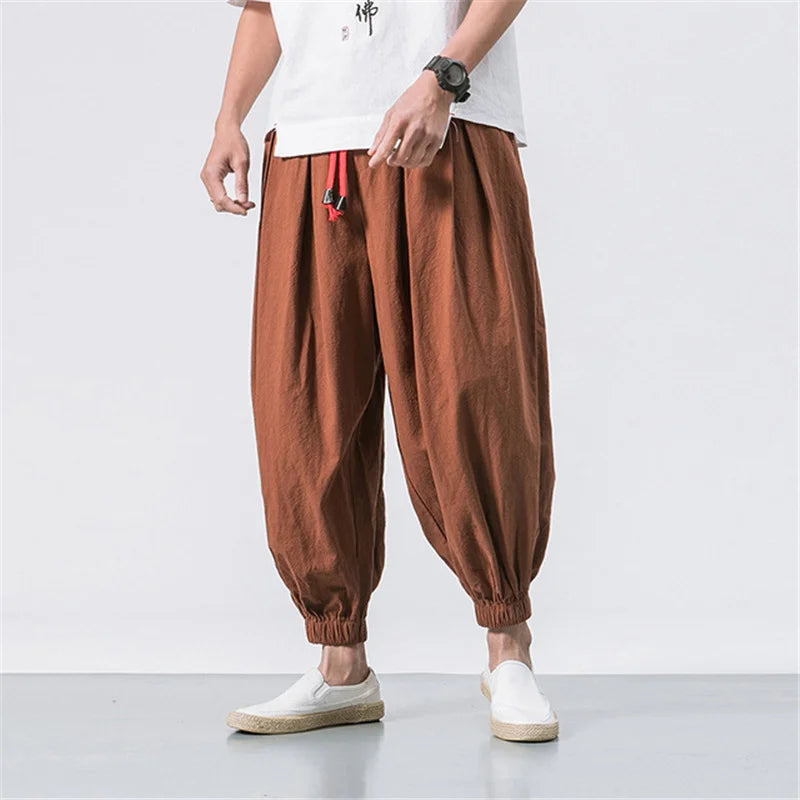 Men's Rust Brown Harem Jogger Pants