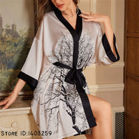 Silky Sage Green Tie-Waist Kimono Robe